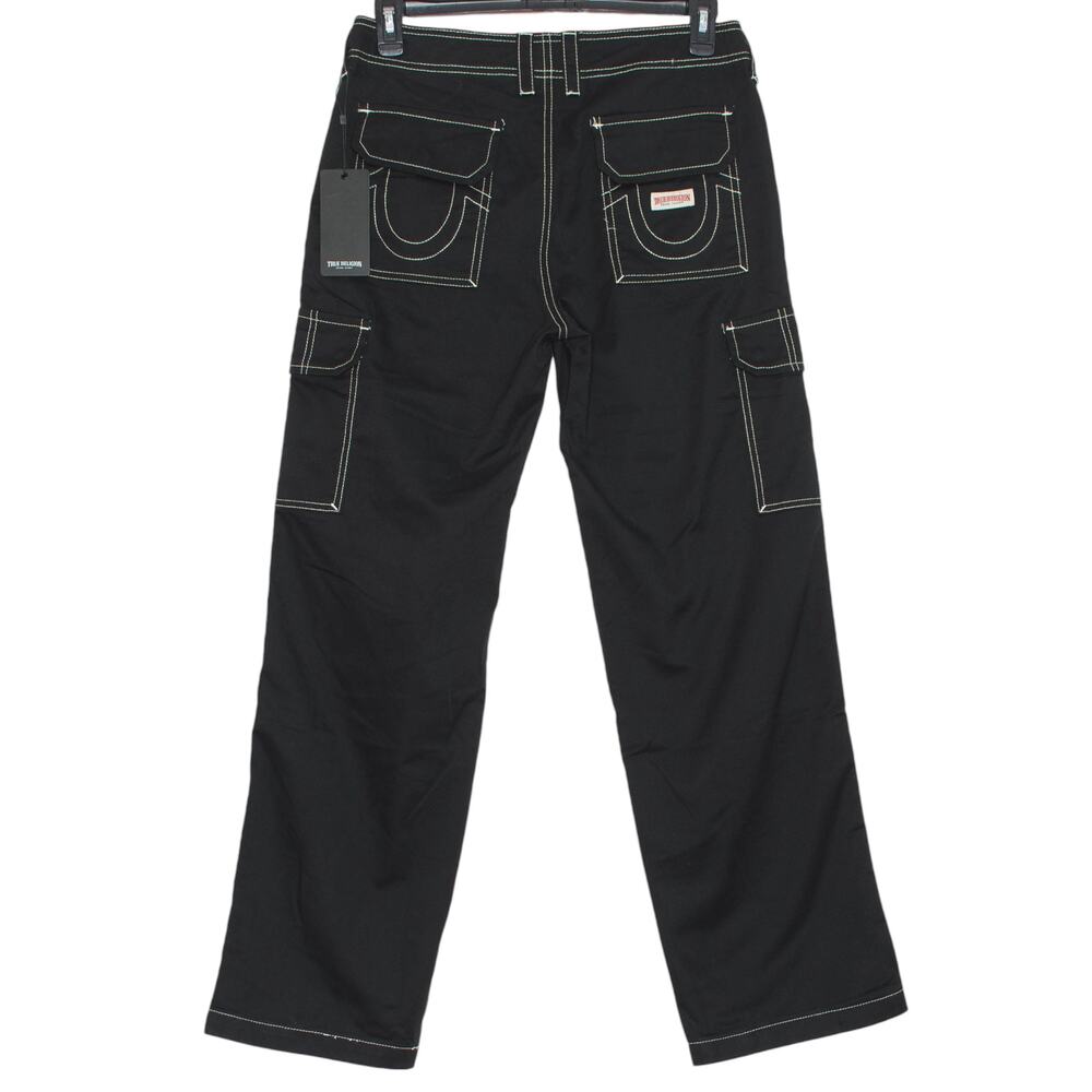 NWT True Religion Pants Military Cargo Y2K Gorpcore Grunge 90s Utility Black 28 - Picture 5 of 6